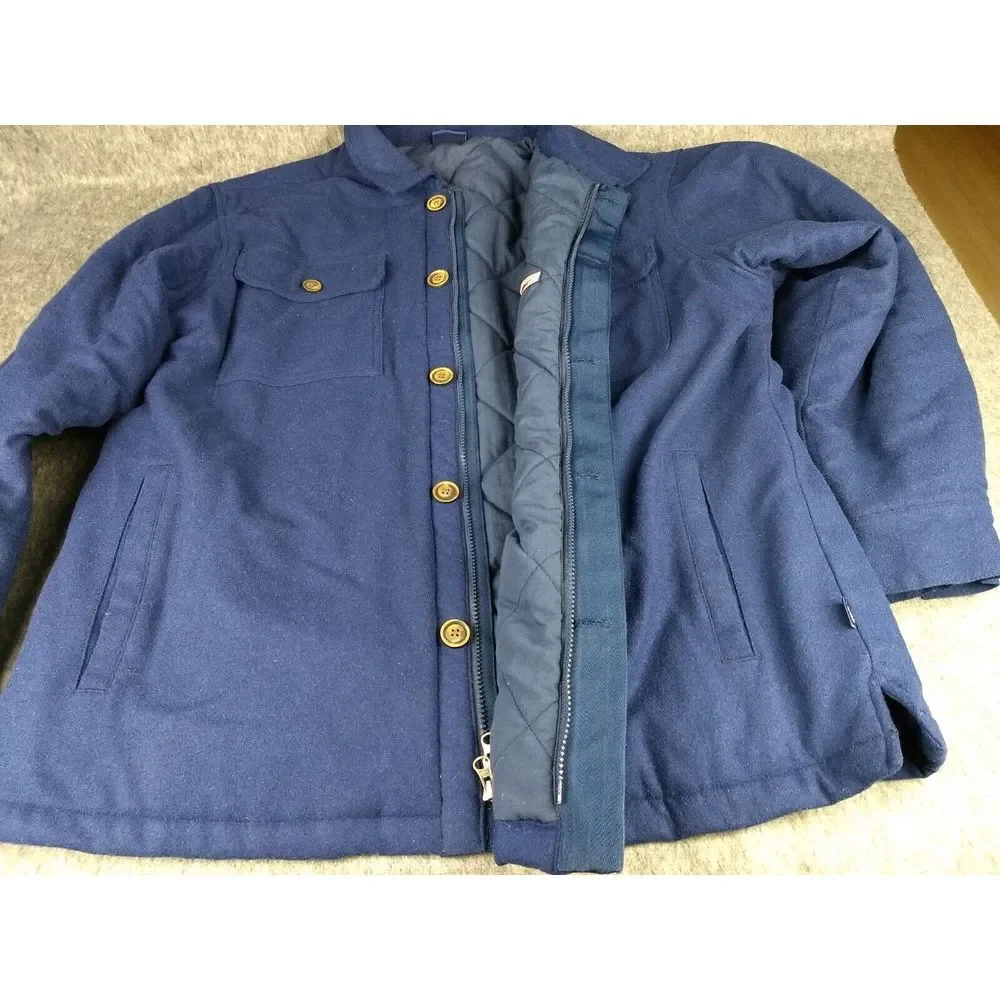 Vineyard Vines Shirt Jacket Marthas Vineyard XL Wool Blend Navy Full Zip Shacket